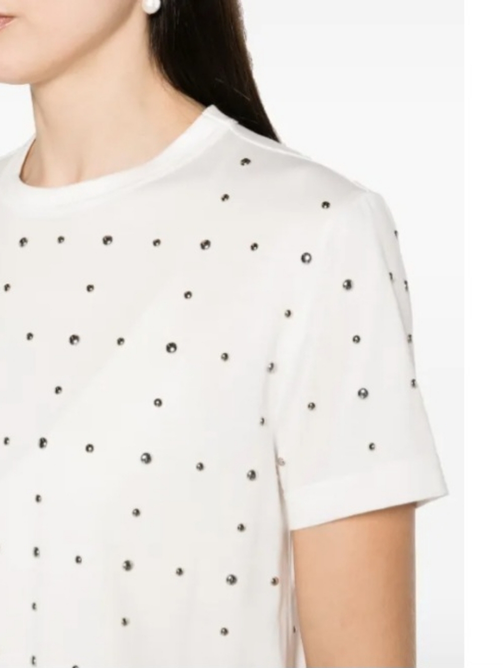 Balboa Fashion Rhinestone Ruched Fitted Detailed Top White Size M NEW NWT